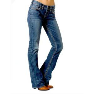 Silver Aiko Dark Blue Wash Mid Boot Styling Jeans, Size 29x35